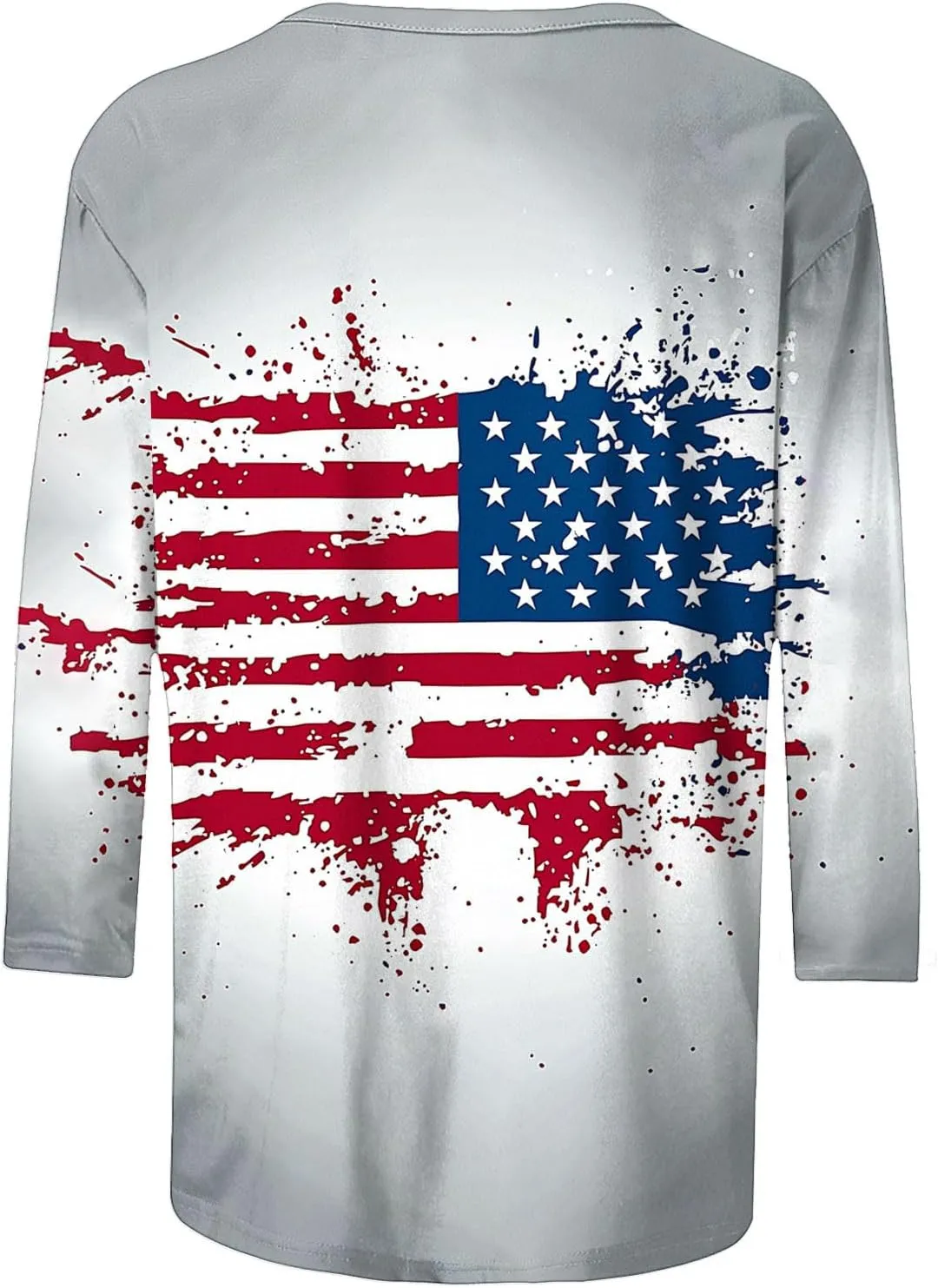 4th of July Shirts Women American Flag 3/4 Sleeve Shirt Independence Day Tops Casual Summer T Shirt Patriotic Tees