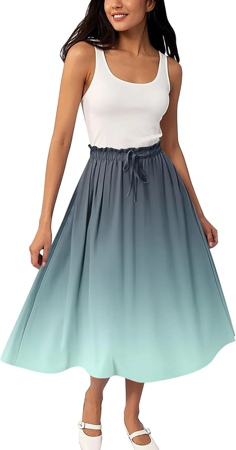 A Line Skirts for Women High Waist Flowy Maxi Skirt Long Bohemian Summer Style