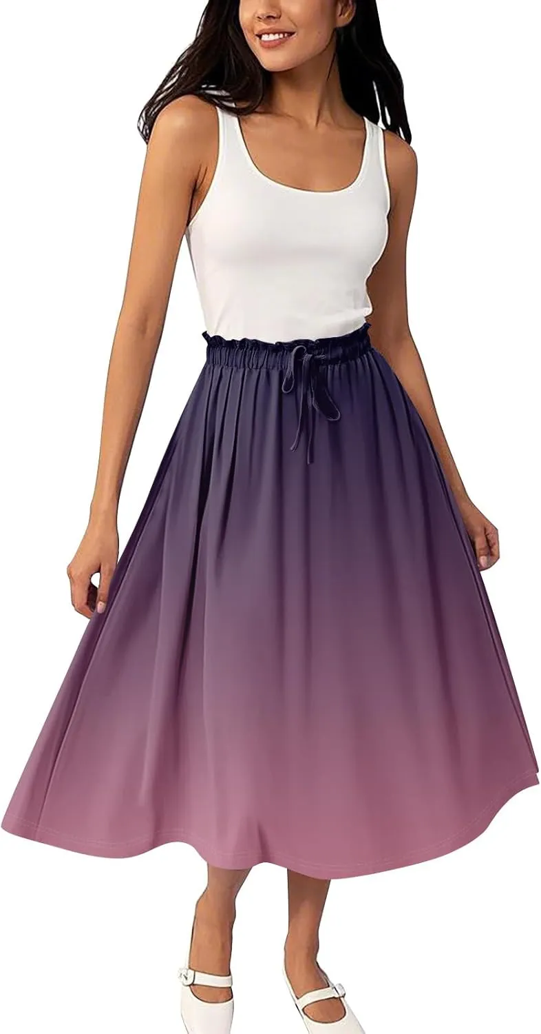 A Line Skirts for Women High Waist Flowy Maxi Skirt Long Bohemian Summer Style
