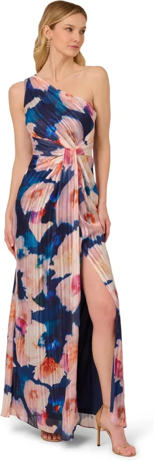 Adrianna Papell Women's One Shoulder Chiffon Gown