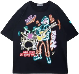 Aelfric Eden Graphic Tees Men Y2k Oversized T Shirts Women Hip Hop Character Vintage Tees Unisex Summer Tops