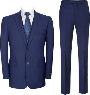 AMY ZHU Men's 3 Piece Suit Classic Fit Suit Set Blazer Suit Jacket Hidden Expandable Waist Pants