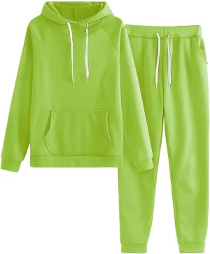 Aniywn Two Piece Hoodie Sweatsuit Sets for Women Jogging Tracksuit Hood Crop Pullover Sweatshirt and Pants Sweatsuit Sets