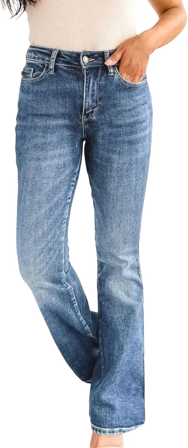 Baggy Sweatpant Jeans for Women Casual High Waisted Slim Fit Denim Pants Tummy Control Bootcut Boyfriends Jeans