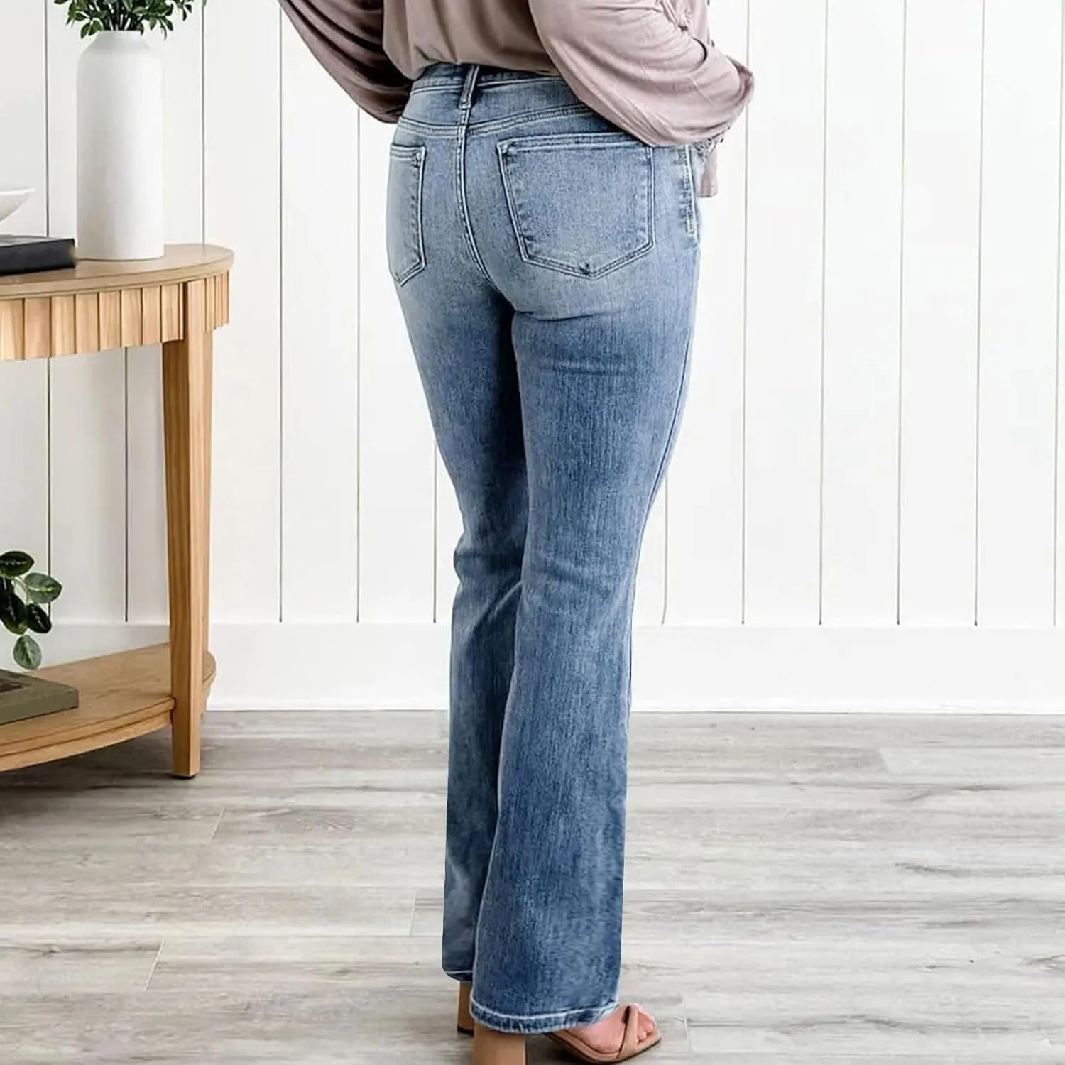 Baggy Sweatpant Jeans for Women Casual High Waisted Slim Fit Denim Pants Tummy Control Bootcut Boyfriends Jeans