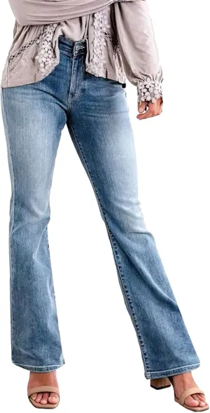 Baggy Sweatpant Jeans for Women Casual High Waisted Slim Fit Denim Pants Tummy Control Bootcut Boyfriends Jeans