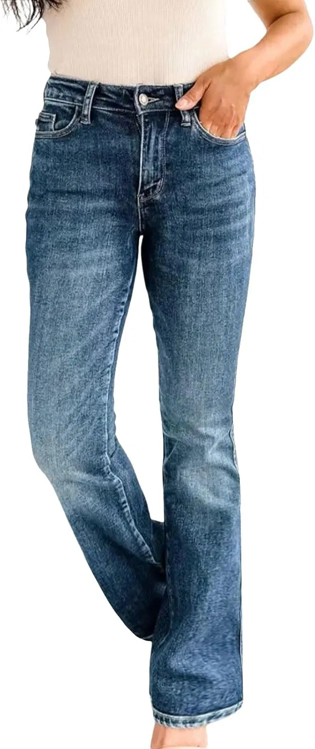 Baggy Sweatpant Jeans for Women Casual High Waisted Slim Fit Denim Pants Tummy Control Bootcut Boyfriends Jeans