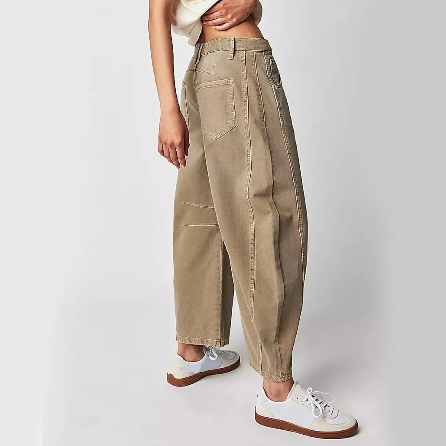 Barrel Jeans Women Wide Leg Mid Rise Vintage Loose Fit Jeans Trendy Denim Pants Y2k Baggy Boyfriend Trousers