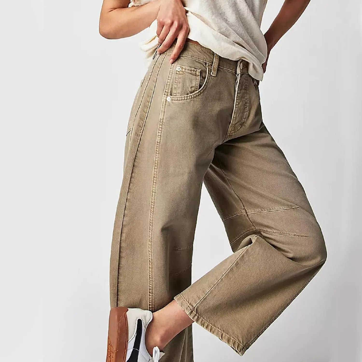 Barrel Jeans Women Wide Leg Mid Rise Vintage Loose Fit Jeans Trendy Denim Pants Y2k Baggy Boyfriend Trousers