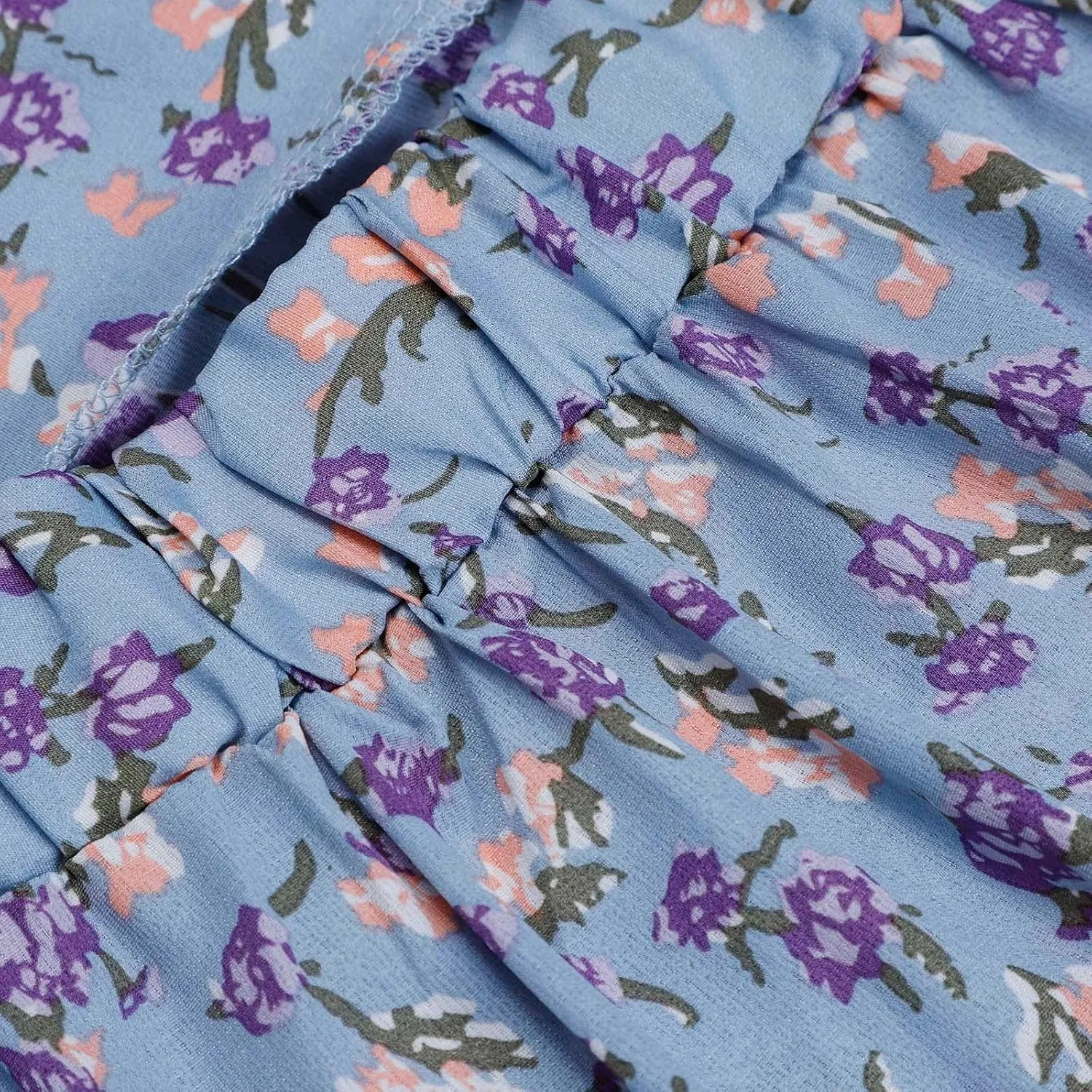 Boho Floral Print Long Skirt Summer High Low Side Slit Ruffle Skirts Women Casual High Waisted Beach Skirt