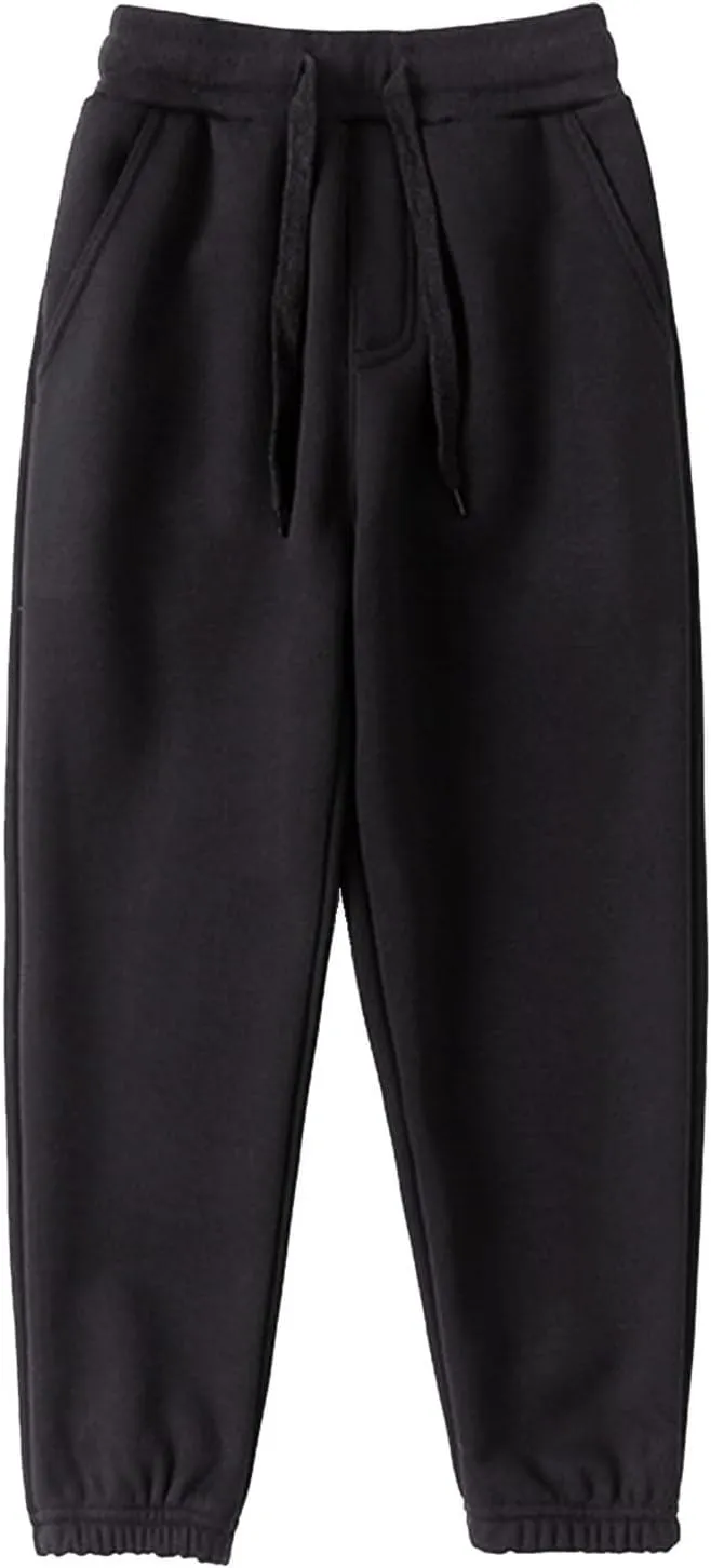Boys Jogger Pants, Kids Sweatpants Solid Stretch Pull on Jogger Pants Athletic Workout Casual Sports Long Pants