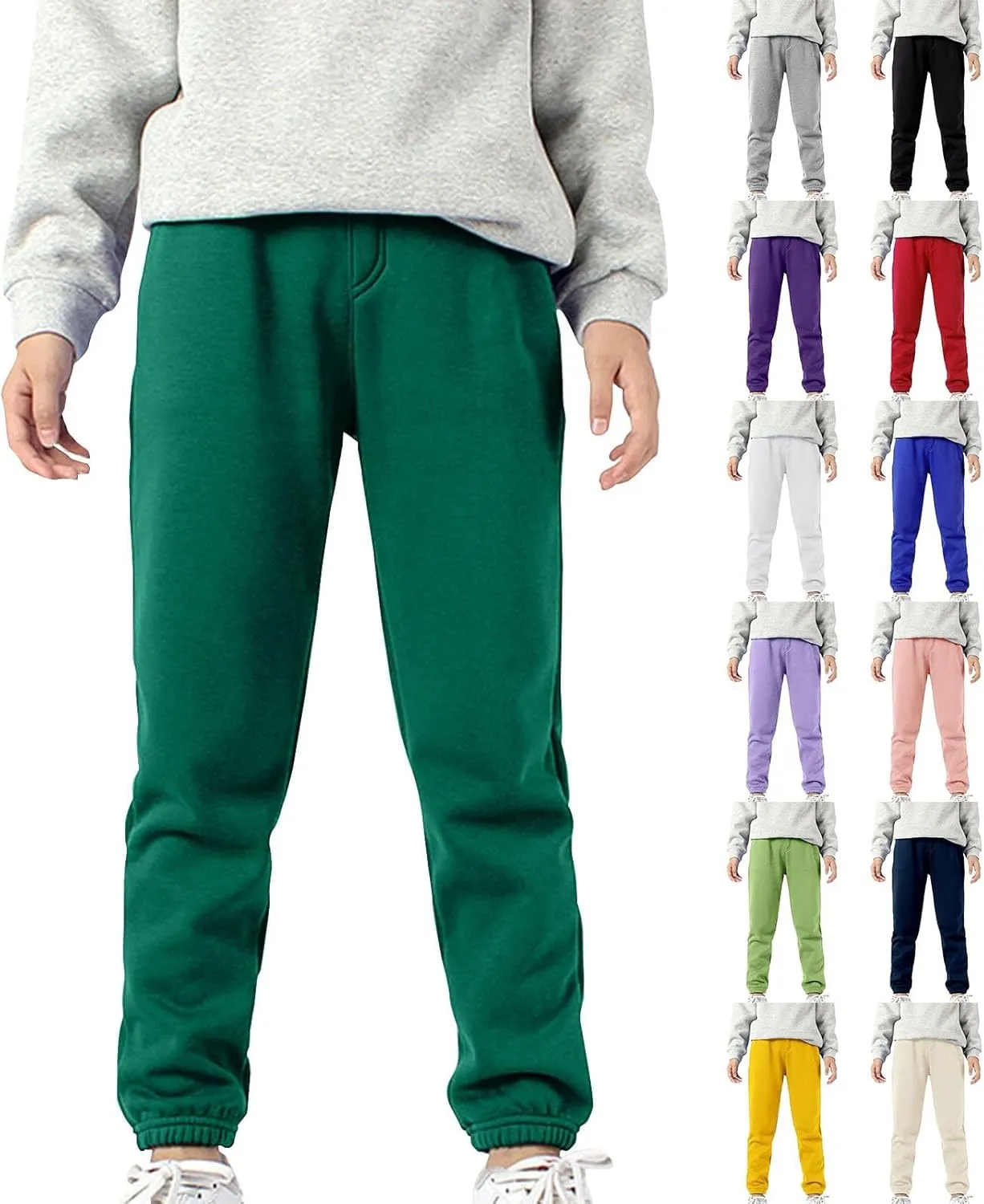Boys Jogger Pants, Kids Sweatpants Solid Stretch Pull on Jogger Pants Athletic Workout Casual Sports Long Pants