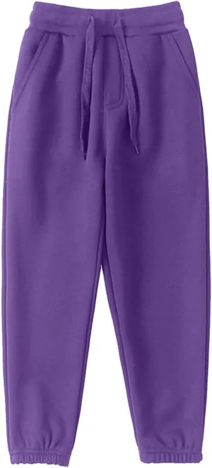 Boys Jogger Pants, Kids Sweatpants Solid Stretch Pull on Jogger Pants Athletic Workout Casual Sports Long Pants