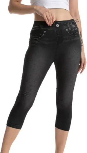 Butt Lifting Denim Capris for Women Vintage Summer High Waist Skinny Stretch Distressed Slim Fit Jeans Capri Pant