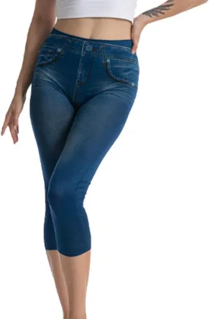 Butt Lifting Denim Capris for Women Vintage Summer High Waist Skinny Stretch Distressed Slim Fit Jeans Capri Pant