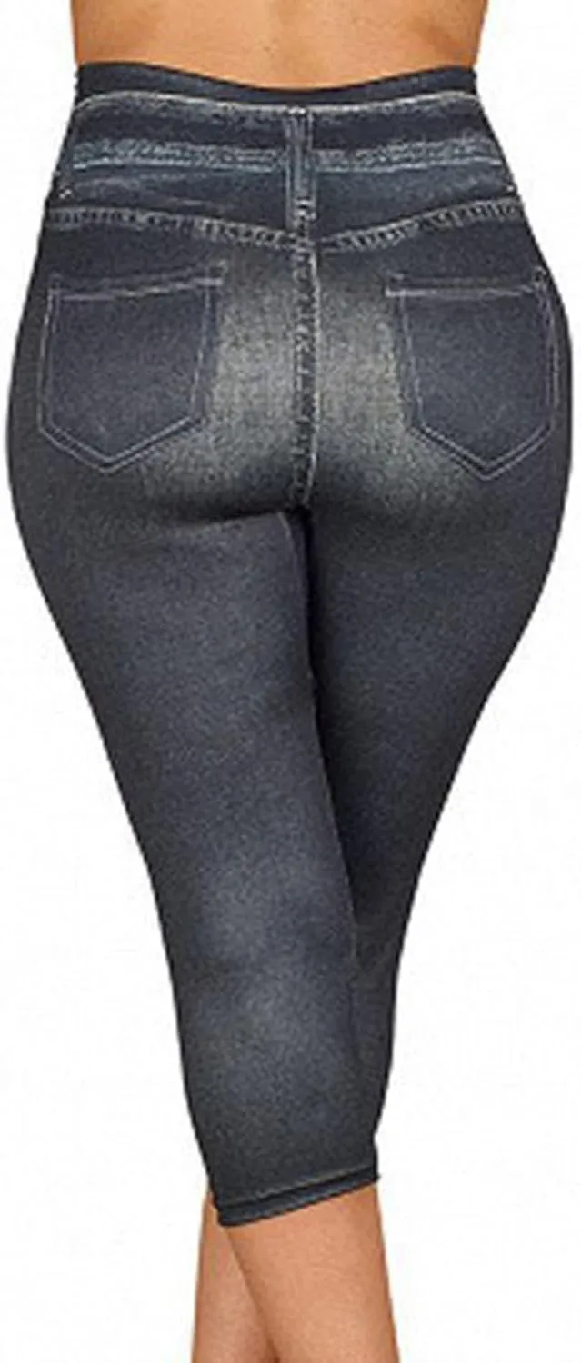Butt Lifting Denim Capris for Women Vintage Summer High Waist Skinny Stretch Distressed Slim Fit Jeans Capri Pant