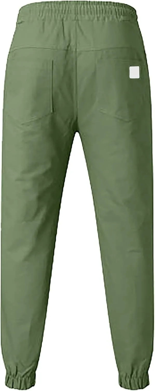 Cargo Pants for Men Relaxed Fit Mens Cargo Pants Men's Drawstring Colorblock Patchwork Cargo Pants Loose Fit Trousers