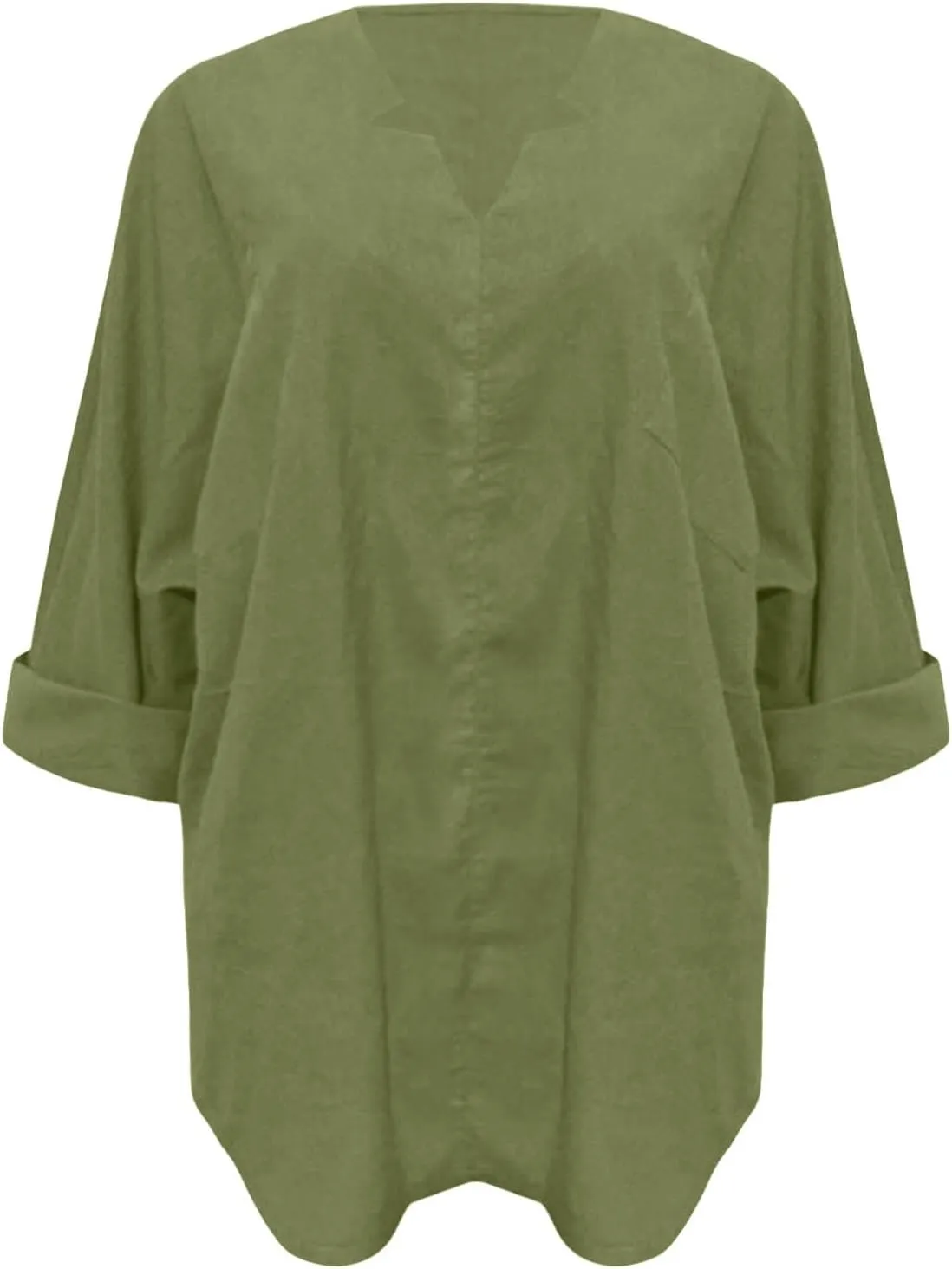 Ceboyel Women Cotton Linen Henley Shirts Oversized Long Sleeve Summer Tops V Neck Blouses Loose Fit Casual Outfits Clothing