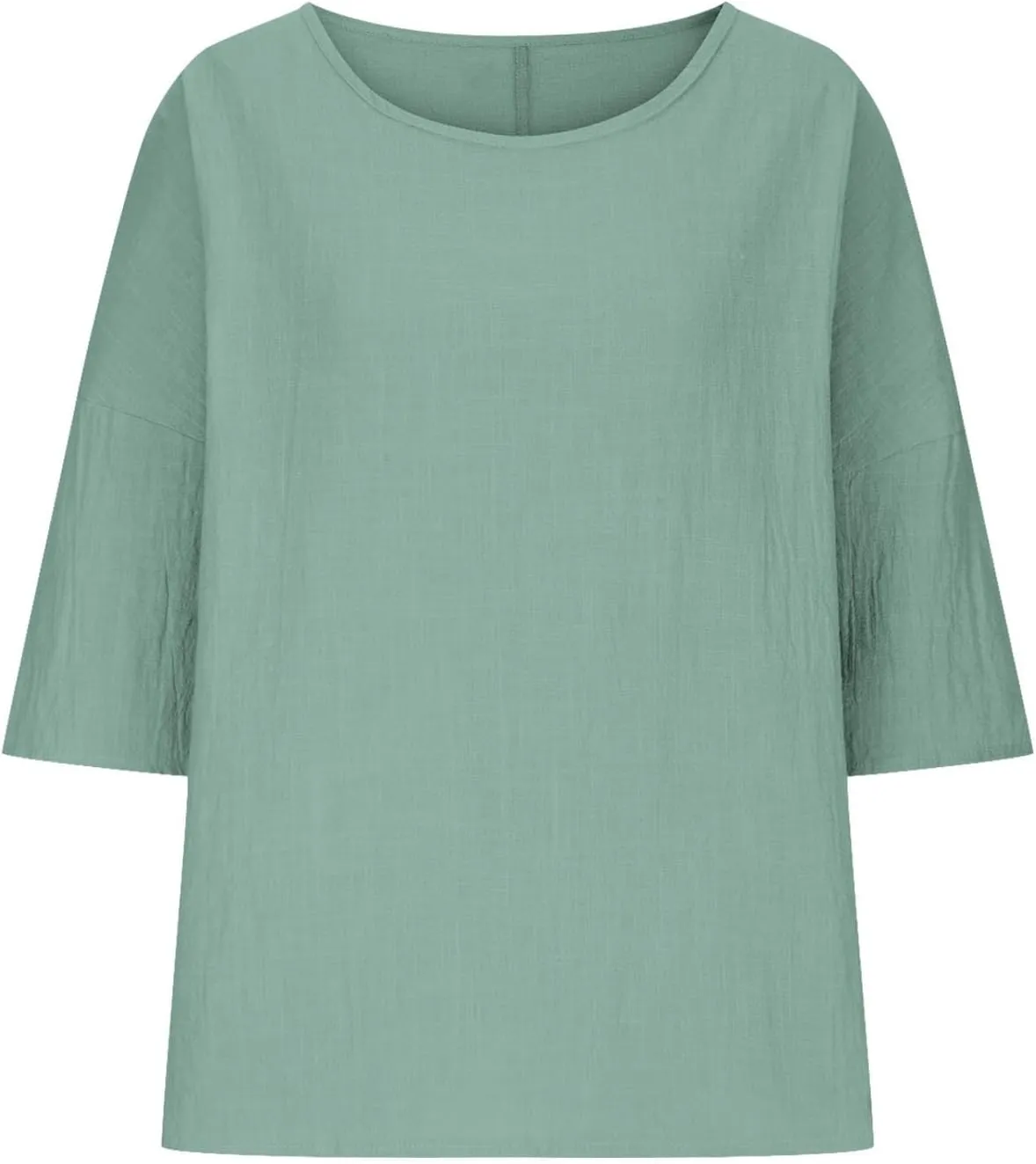 Ceboyel Women's Cotton Linen Tunic Shirts Dandelion Print Summer Tops 3/4 Sleeve Blouse Tshirts Bohemian Style Clothes 2023