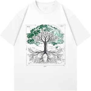 CITASHON Cotton Oversized Tree Graphic Tees for Women Men Summer Funny T Shirts Tops Family Couples Matching Outfits