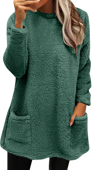 Comfort hoodie for Women anxiety Long Sleeve Winter Shirts Round Neck Casual Warm Cute Long Sweatshirts for Women