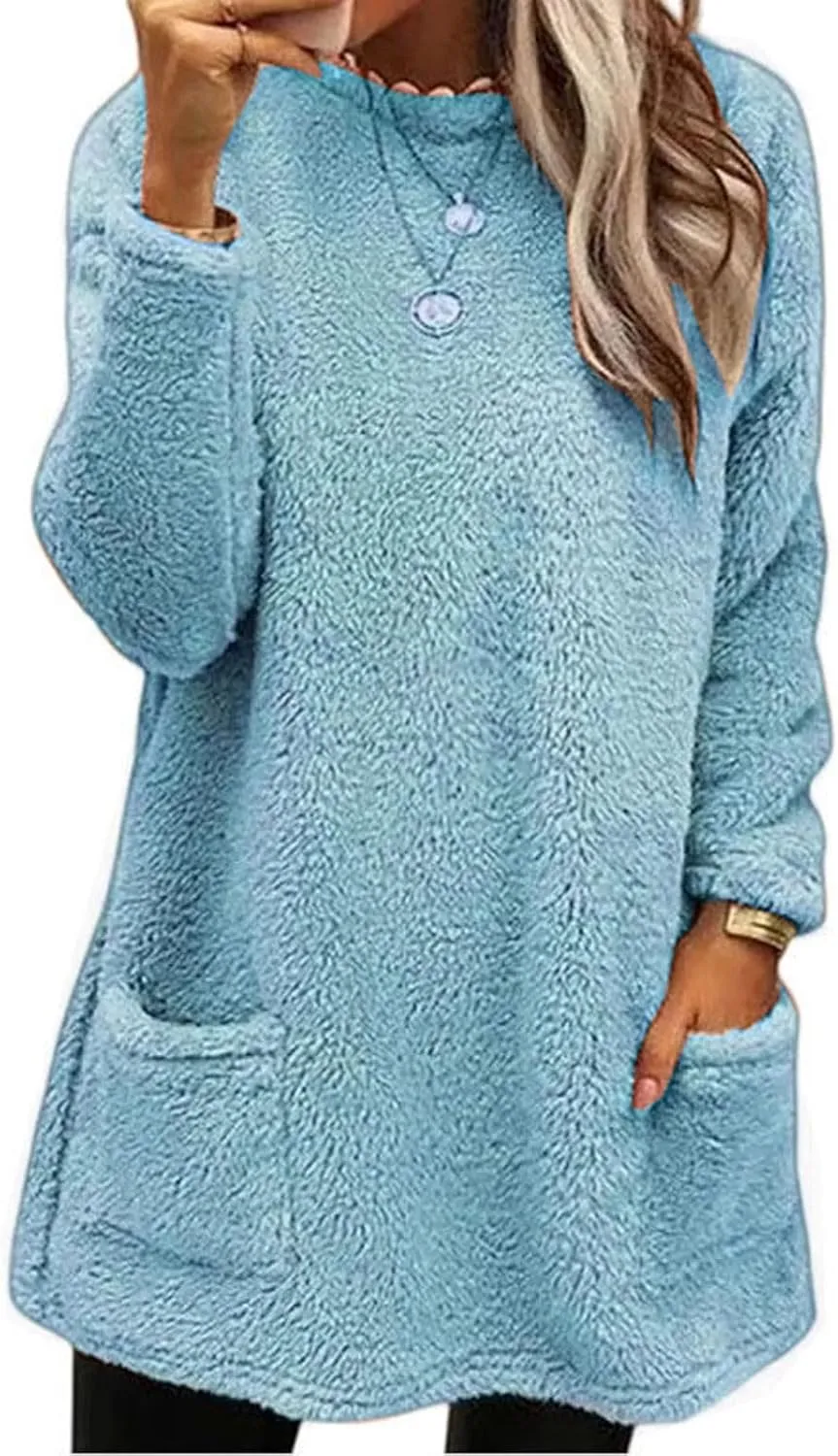 Comfort hoodie for Women anxiety Long Sleeve Winter Shirts Round Neck Casual Warm Cute Long Sweatshirts for Women