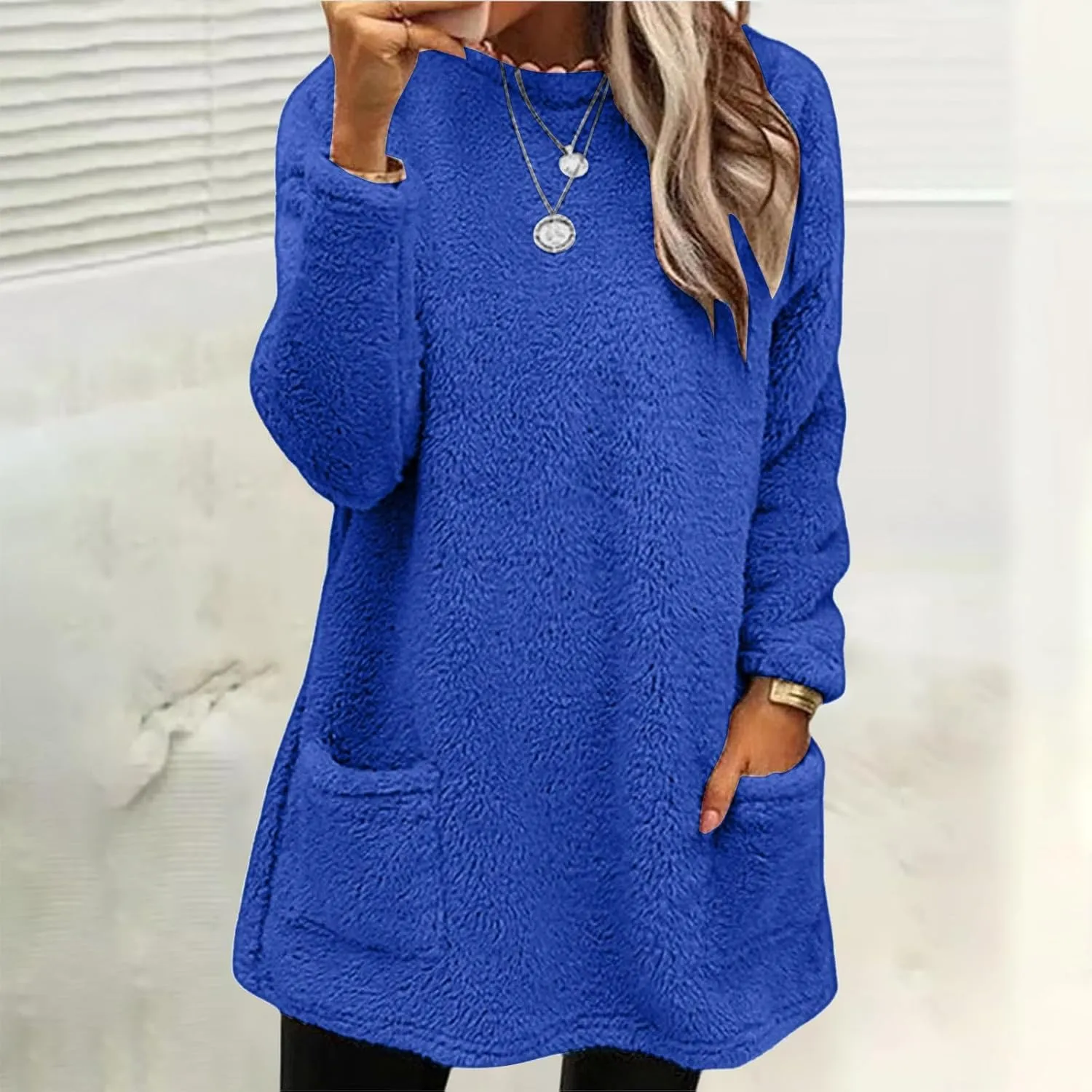 Comfort hoodie for Women anxiety Long Sleeve Winter Shirts Round Neck Casual Warm Cute Long Sweatshirts for Women
