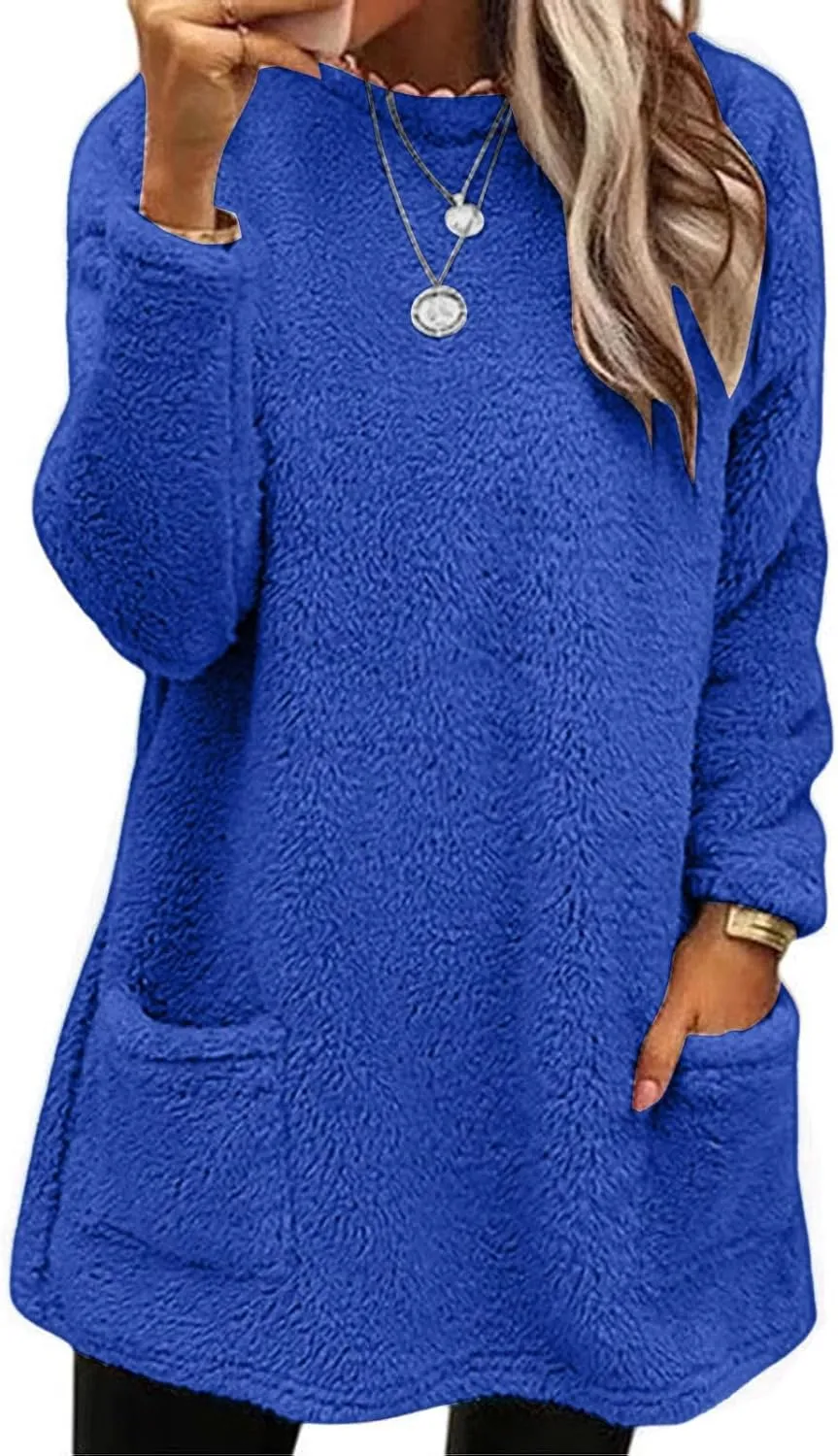 Comfort hoodie for Women anxiety Long Sleeve Winter Shirts Round Neck Casual Warm Cute Long Sweatshirts for Women