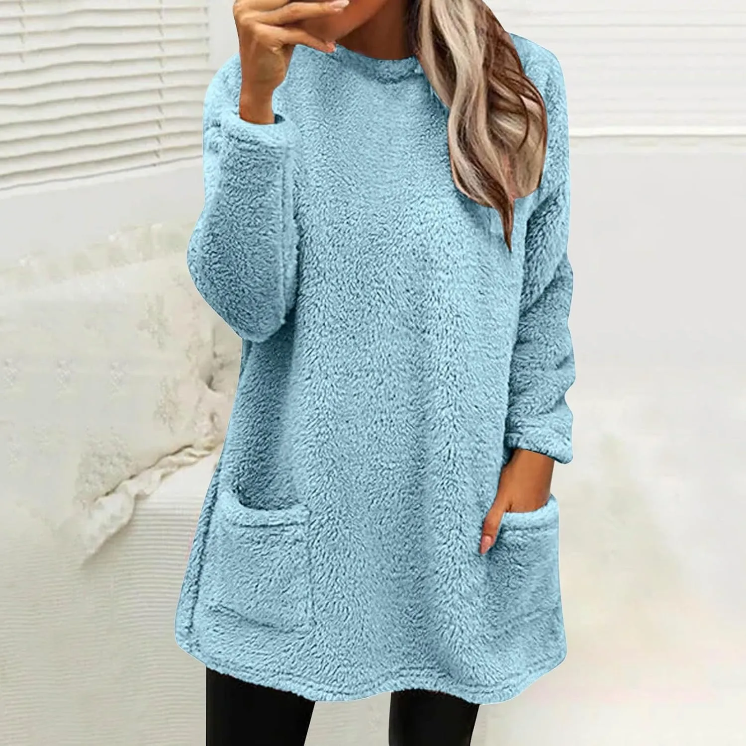 Comfort hoodie for Women anxiety Long Sleeve Winter Shirts Round Neck Casual Warm Cute Long Sweatshirts for Women