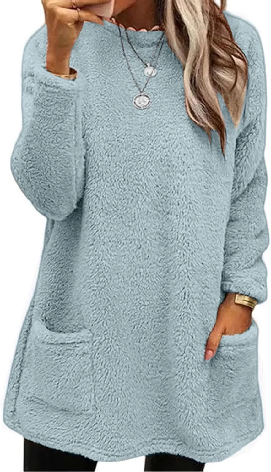 Comfort hoodie for Women anxiety Long Sleeve Winter Shirts Round Neck Casual Warm Cute Long Sweatshirts for Women