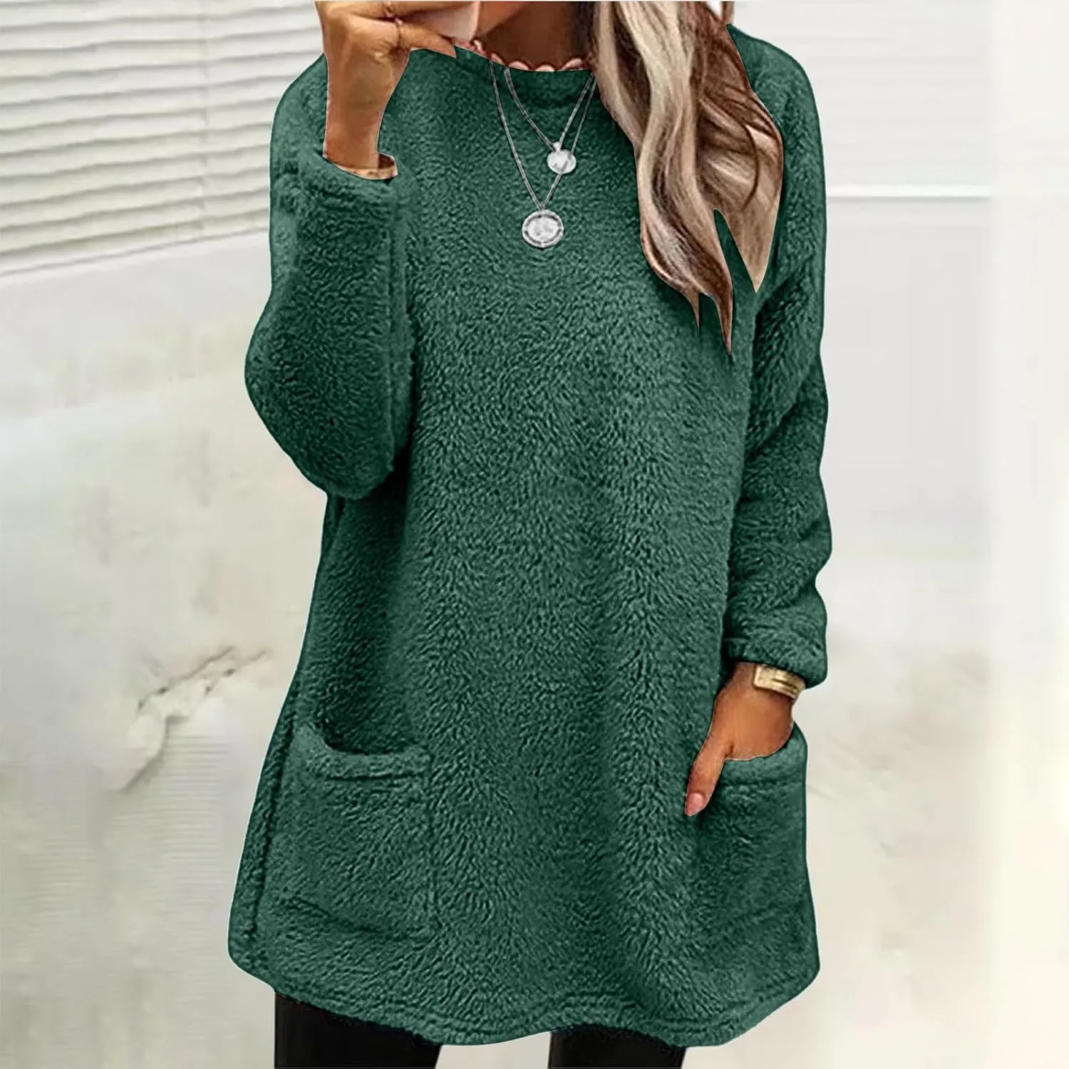 Comfort hoodie for Women anxiety Long Sleeve Winter Shirts Round Neck Casual Warm Cute Long Sweatshirts for Women