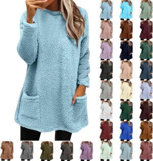 Comfort hoodie for Women anxiety Long Sleeve Winter Shirts Round Neck Casual Warm Cute Long Sweatshirts for Women