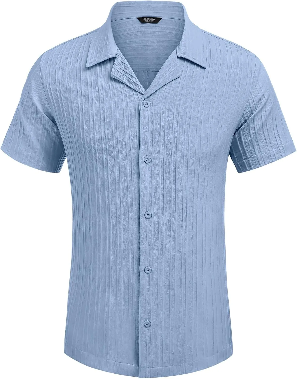 COOFANDY Men's Casual Shirts Short Sleeve Button Down Shirts Fashion Textured Summer Beach Shirt
