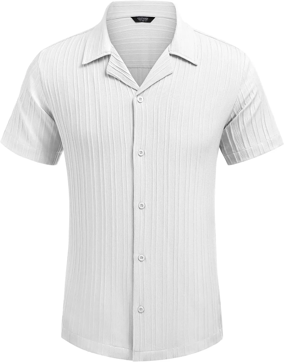 COOFANDY Men's Casual Shirts Short Sleeve Button Down Shirts Fashion Textured Summer Beach Shirt