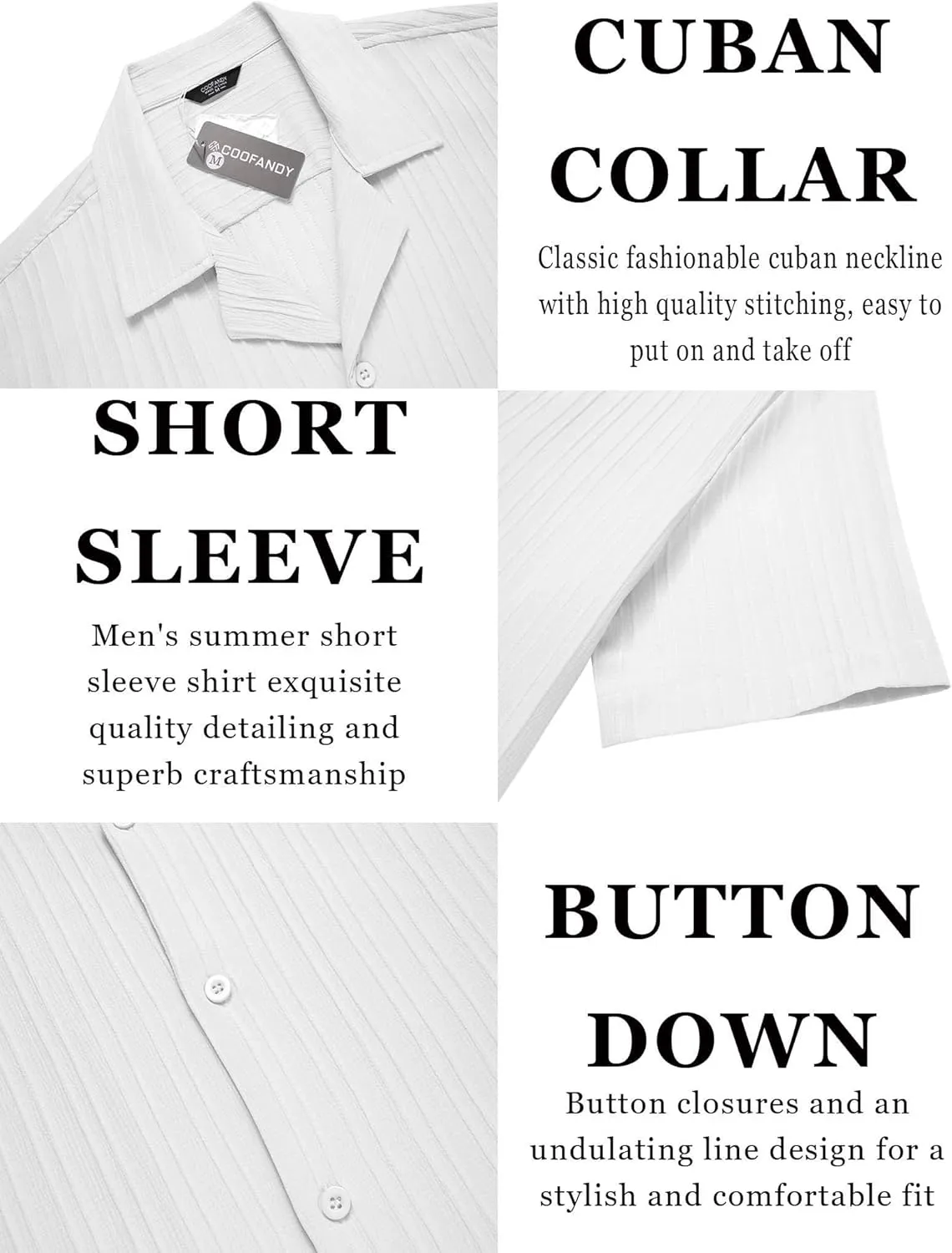 COOFANDY Men's Casual Shirts Short Sleeve Button Down Shirts Fashion Textured Summer Beach Shirt