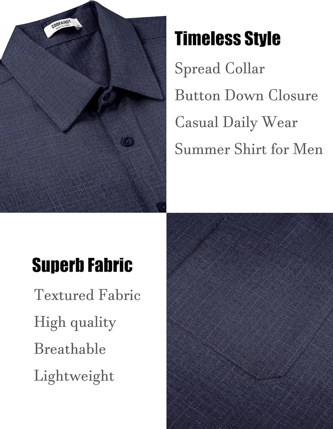 COOFANDY Men's Linen Shirts Short Sleeve Casual Shirts Summer Beach Button Down Shirts with Pocket