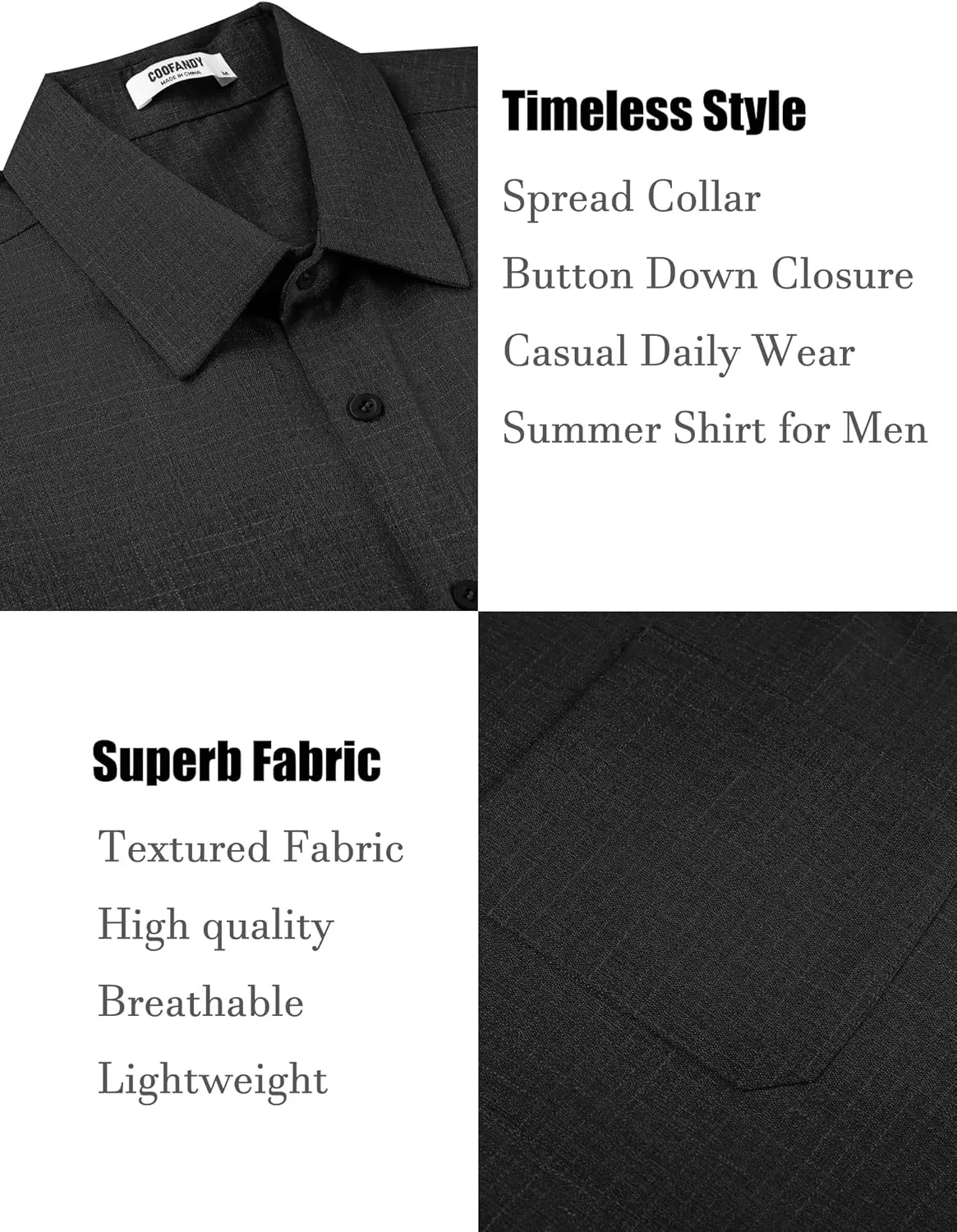 COOFANDY Men's Linen Shirts Short Sleeve Casual Shirts Summer Beach Button Down Shirts with Pocket