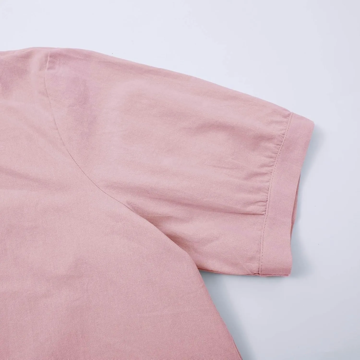 Cotton Linen Shirts for Women 2025 Summer Short Sleeve Casual Collared Work Blouse Tunic TOS