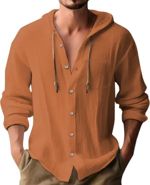 Cotton Linen T-Shirts for Men Summer Beach Vacation Outdoor Hoodie Top Lightweight Button Down Holiday Going Out Tees