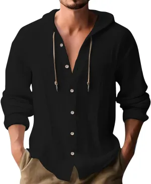 Cotton Linen T-Shirts for Men Summer Beach Vacation Outdoor Hoodie Top Lightweight Button Down Holiday Going Out Tees