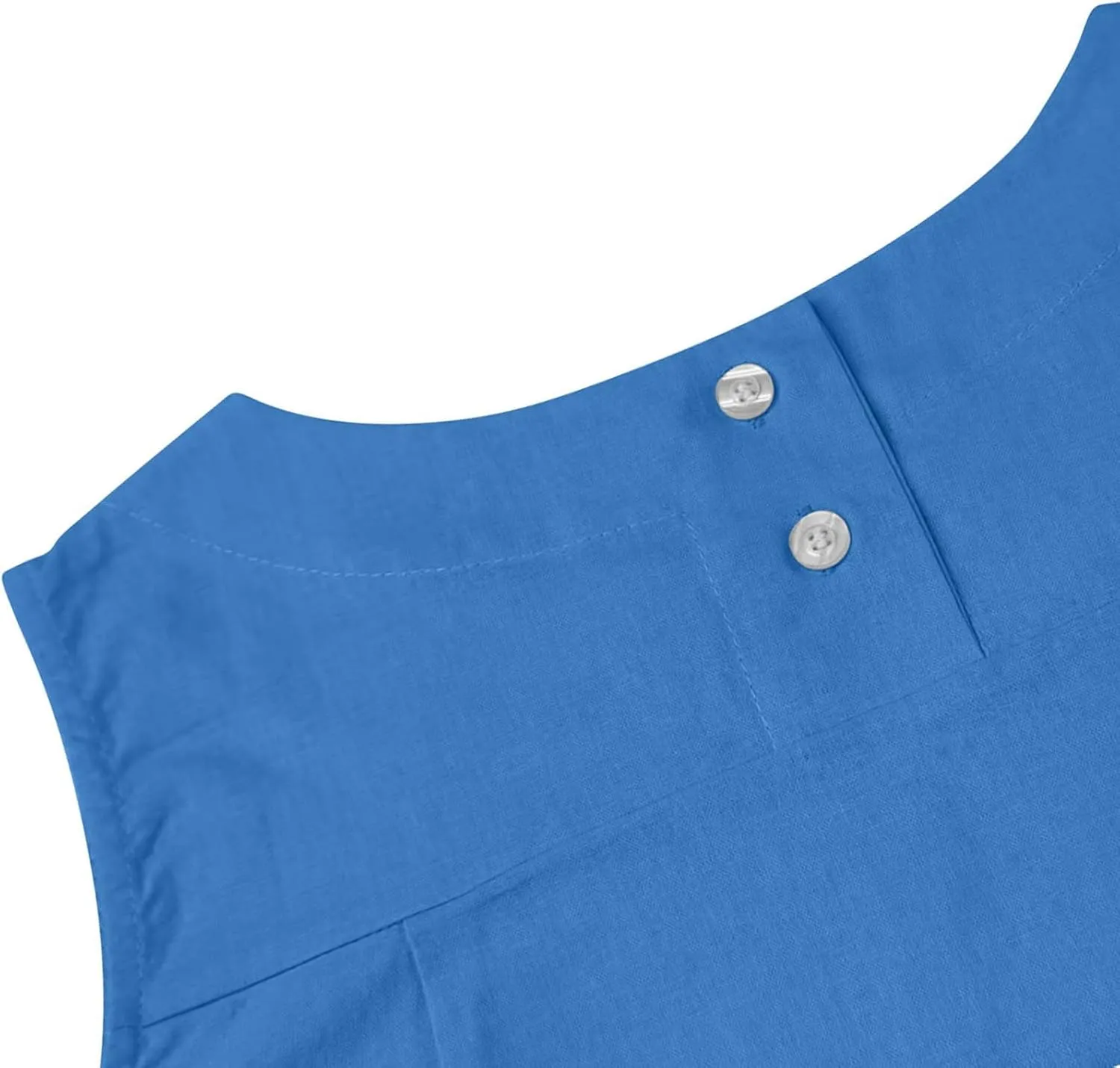 Cotton Linen Tank Tops for Women Summer Vacation Lounge Tops Loose Fit Sleeveless Scoop Neck Shirts Beach Tees Vests