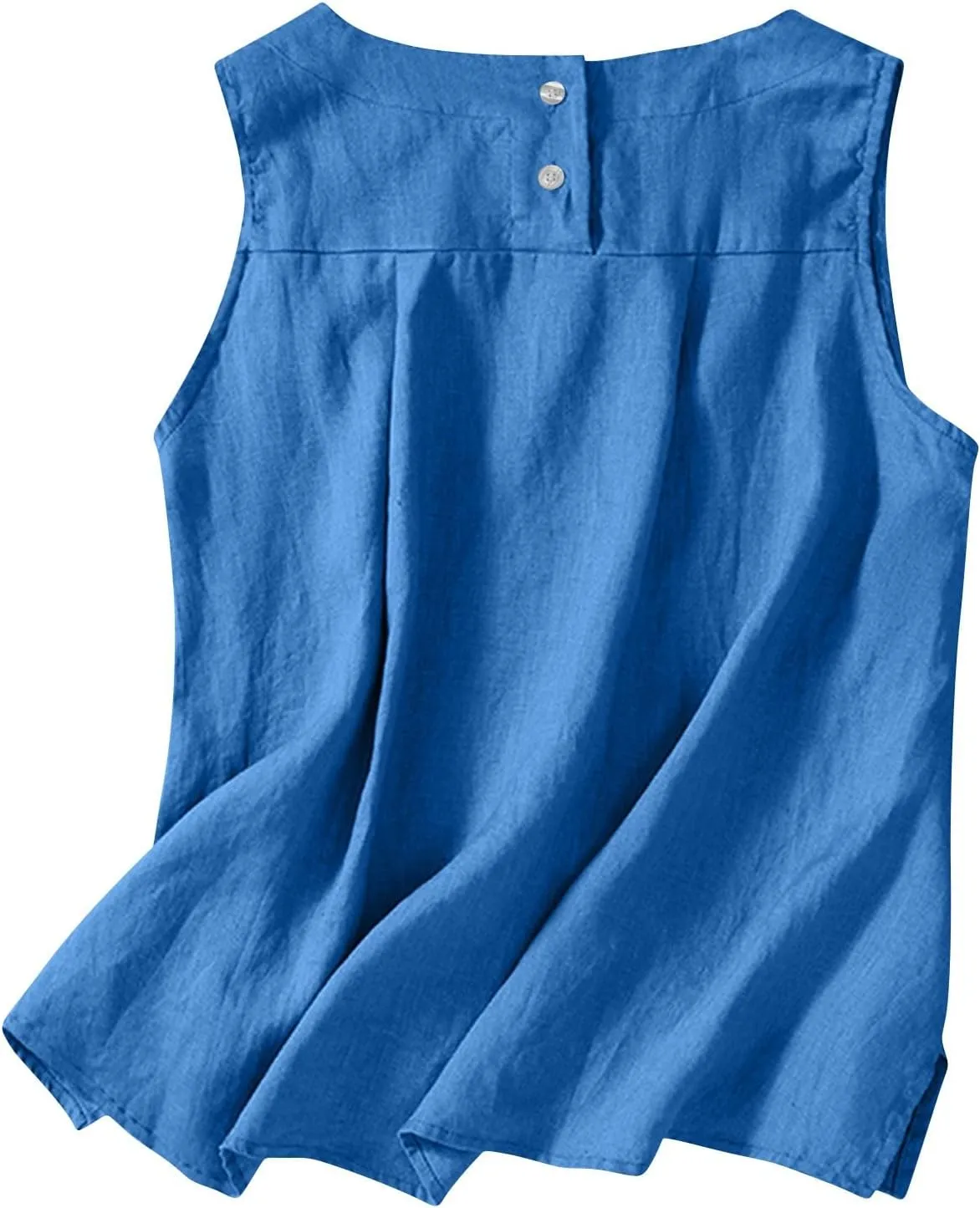 Cotton Linen Tank Tops for Women Summer Vacation Lounge Tops Loose Fit Sleeveless Scoop Neck Shirts Beach Tees Vests