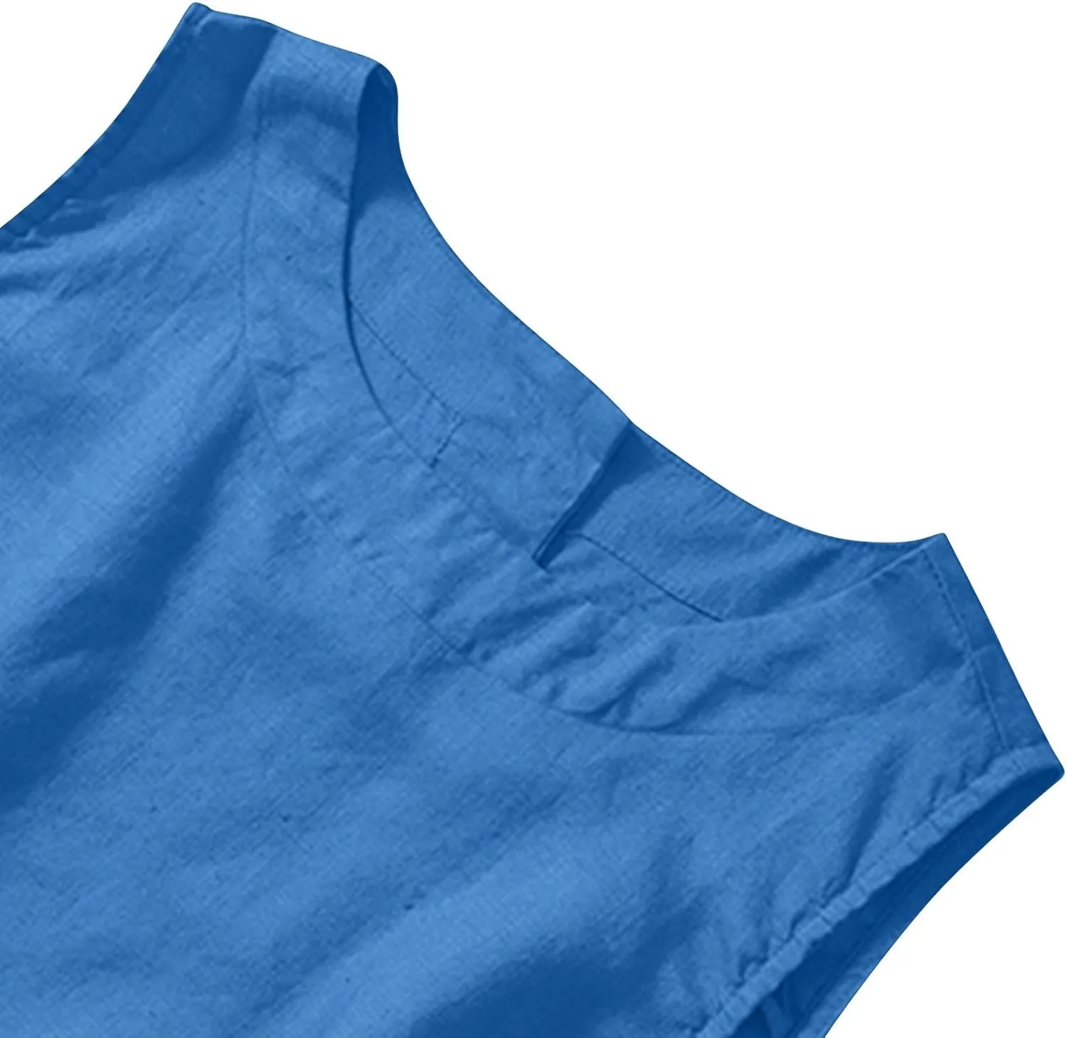 Cotton Linen Tank Tops for Women Summer Vacation Lounge Tops Loose Fit Sleeveless Scoop Neck Shirts Beach Tees Vests