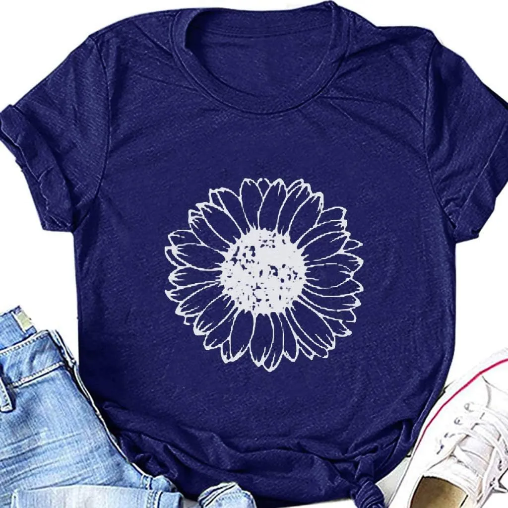 Cute Shirts for Girls 10-12 Years Old Sunflower T Shirt Cute Flower Graphic Loose Tees Crew Neck Short Sleeve Casual Tops