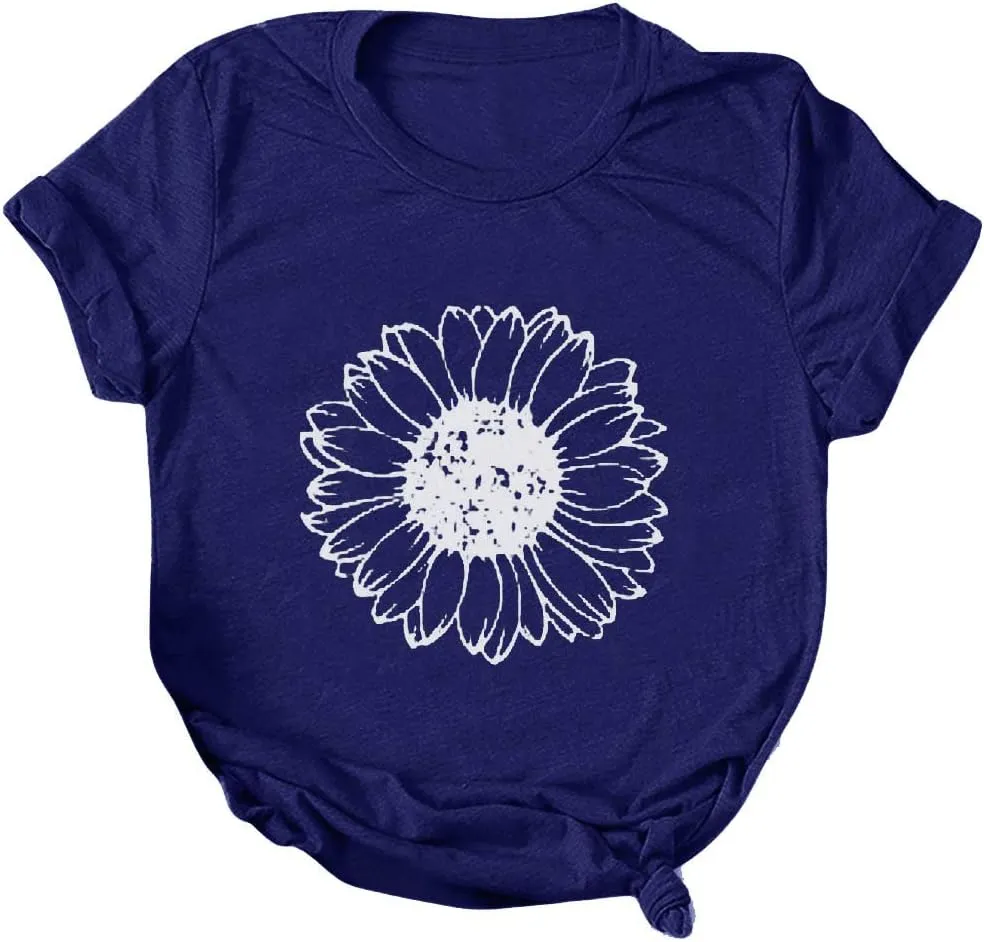 Cute Shirts for Girls 10-12 Years Old Sunflower T Shirt Cute Flower Graphic Loose Tees Crew Neck Short Sleeve Casual Tops