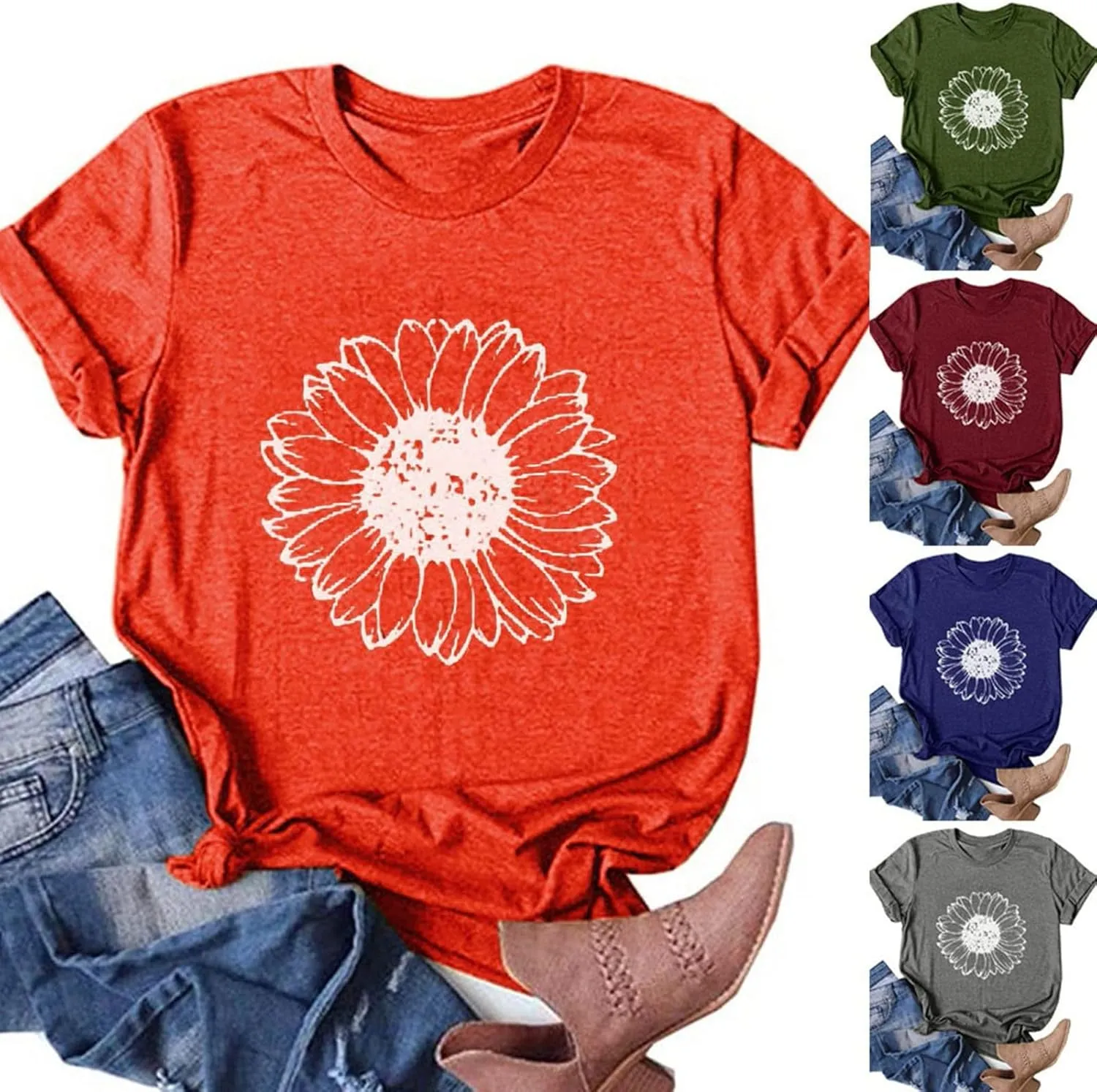 Cute Shirts for Girls 10-12 Years Old Sunflower T Shirt Cute Flower Graphic Loose Tees Crew Neck Short Sleeve Casual Tops