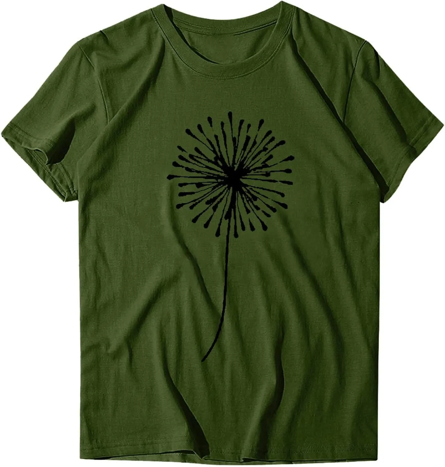 Dandelion Graphic Tees for Women Cute Dandelion Tee Shirts Casual Crew Neck T Shirts 2024 Summer Basic Top Blouse