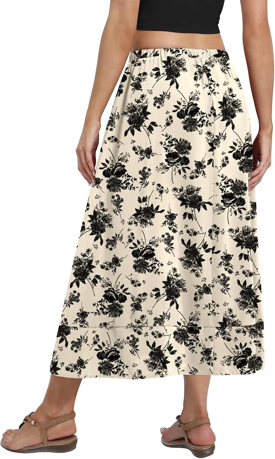 DB MOON Womens Midi Length Skirt 2025 Business Casual Flowy A Line Skirts with Pockets Teacher Outfits
