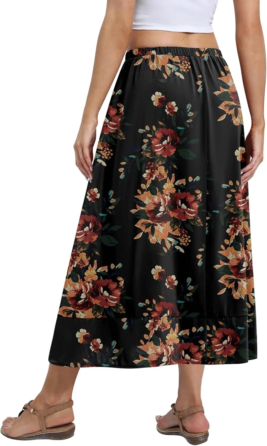 DB MOON Womens Midi Length Skirt 2025 Business Casual Flowy A Line Skirts with Pockets Teacher Outfits