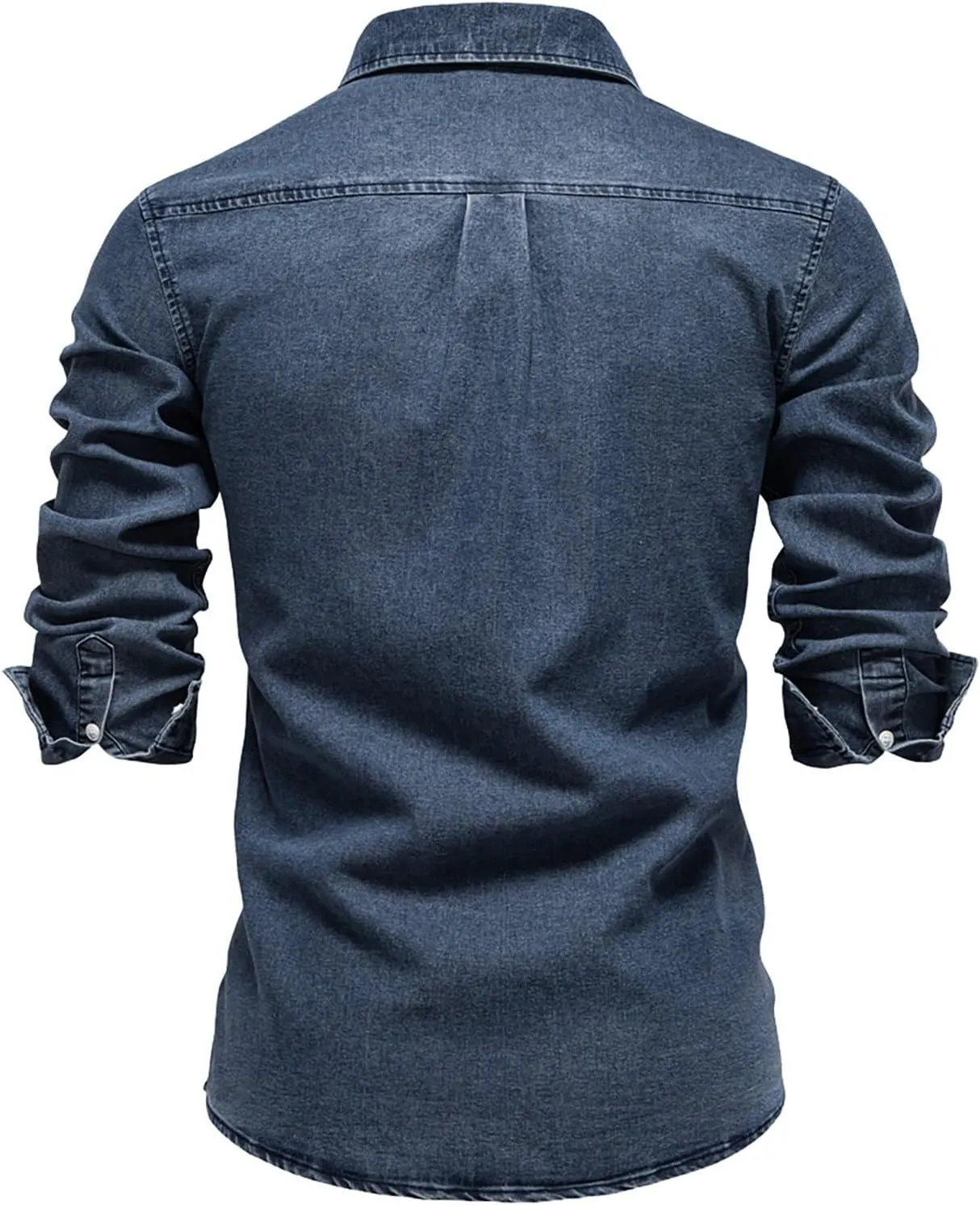 Denim Shirt Men Cotton Short Sleeve Button Down Slim Fit Cowboy Shirts Big and Tall Summer Beach Vacation Cruise Pocket Shirt